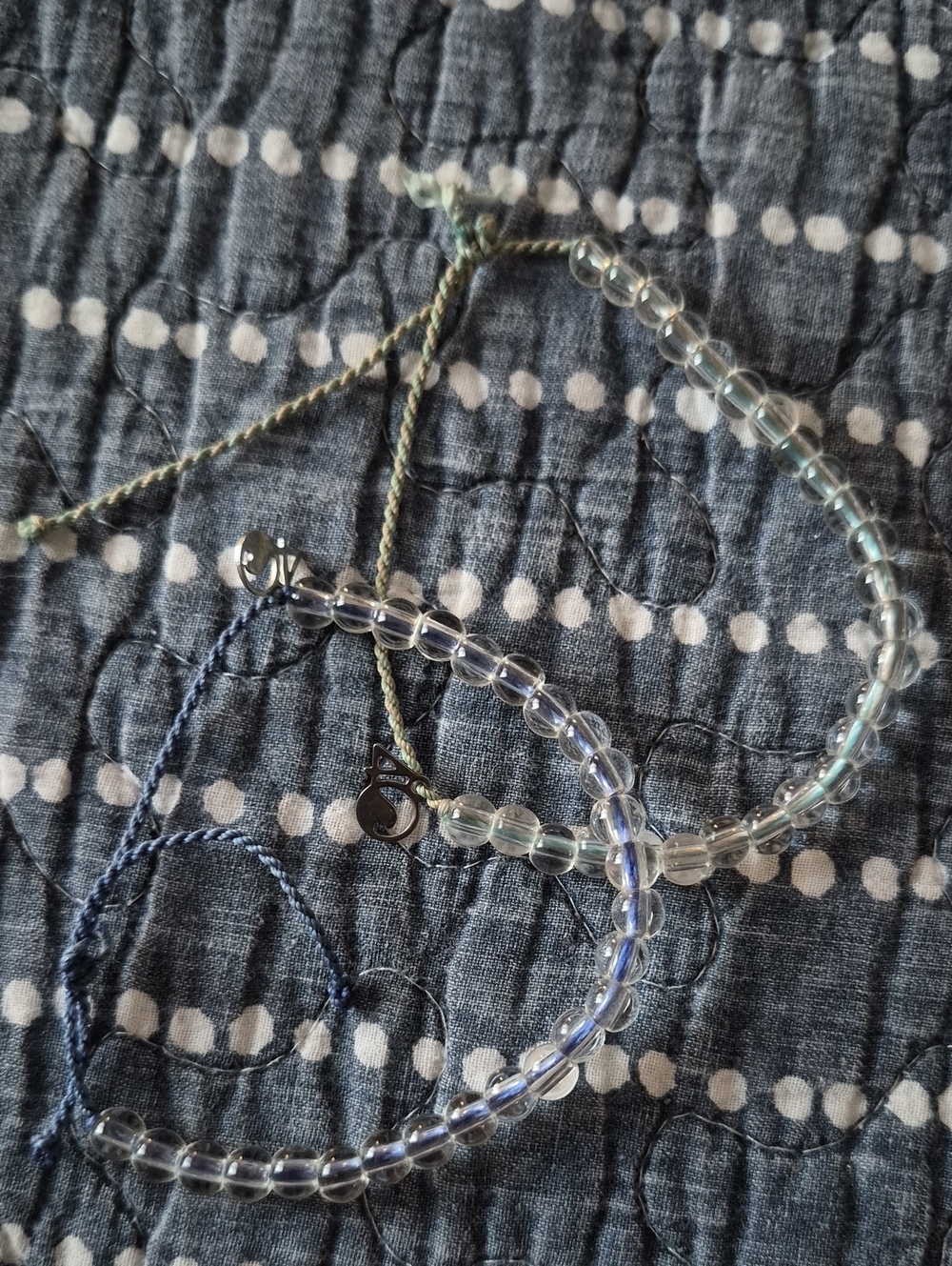 4Ocean Clear Glass Bead Adjustable Bracelets (Set Of 2) Blue
